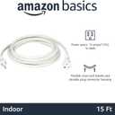 Amazon Basics Extension Cord, 15 Ft, 3 Prong Outlet Extender, Indoor Extension Cord, 13 Amps, 125V, White