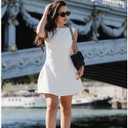 ABYOVRT Women Sexy Backless Mini Dress Sleeveless Open Back A Line Formal College Graduation Dress (White, S)