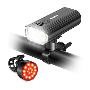 Ascher USB Rechargeable Bike Light Front and Back, Super Bright 1000 Lumens Bicycle Headlight and Compact Tail Light, 4 Light Modes, Large Capacity Battery Bike Lights for Night Riding Road Mountain