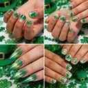 2 x St. Patrick's Day Nail Art Stickers 5D Shamrock Nail Decals Green Lucky Charms Four Leaf Clover Stickers for Women Irish Embossed Green Shamrock Self-Adhesive Spring Supplies Manicure Decor