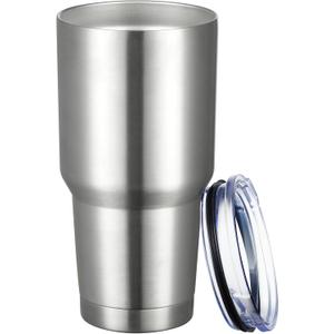 MEWAY 30oz Tumbler Double Wall Vacuum Insulated Travel Mug, Stainless Steel Tumbler with Lid, Durable Powder Coated Insulated Coffee Cup for Cold & Hot Drinks (Silver,1 PACK)