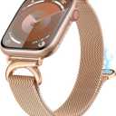 Stainless Steel Loop Compatible with Apple Watch Band 38/40/41/42/44/45/46/49mm, Women Metal Mesh Magnetic Slim Strap with C-Shape Clasp for iwatch SE Series 10/9/8/7/6/5/4/3/2/1 Ultra 1/2