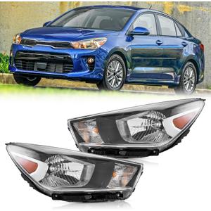TODO Halogen Headlights compatible with 2018-2023 Kia Rio Pair Assembly