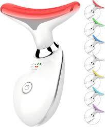ELISHINE 7 Color Face and Neck Massager Light Therapy, Red Light Based Facial Massager for Skin Care, Smoothing, Firming (White)