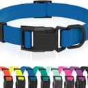Waterproof Dog Collar, Easy to Clean Rubber Dog Collars with Quick Release Buckle Fits Small Medium or Large Dogs (Blue, S < 9.5-14.1 inch)