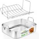 Nutrichef Stainless Steel Roasting Pan with Rack  Oven Roaster w/ Riveted Handles for Turkey Chicken, Meat & Veggies  Non Toxic Material for Healthy Cooking, Easy to Clean, Dishwasher & Oven Safe