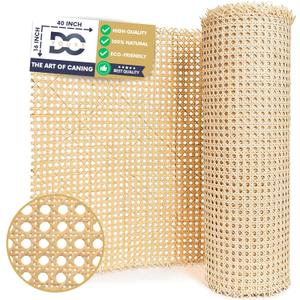 16" Natural Rattan Cane Webbing Roll – Prewoven Wicker Sheet for Furniture Repair, Cabinets & Chairs (16in L x 3.3ft W)