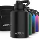 1 Gallon Water Bottle Insulated(Cold for 48 Hrs),BPA Free&Leak Proof,128oz Stainless Steel Water Jug,Big thermo,Large Water Bottle with Handle for Gym,Hiking,Camping&Travel,Black