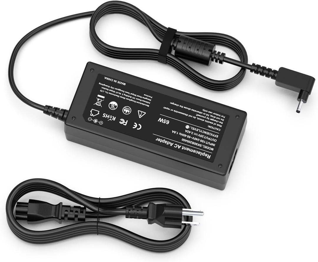 65W Laptop Charger for Acer Spin 5 3 1 Series; Adapter for Acer Spin SP314-51, SP314-52, SP314-53, SP314-54, SP315-51, SP513-51, SP513-52N, SP513-53N, SP111-31, SP111-33, SP111-32N, SP113-31