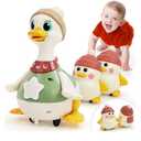 HOLA Baby Toys 6-12 Months Musical Dancing Duck Toy Set with Mama and Babys Tummy Time Toys, Crawling and Interaction Modes 1 Year Old Girl Boy Baby Stocking Stuffers
