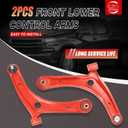 2pc Front Lower Control Arms w/Ball Joints for 07-17 Dodge Caliber Jeep Patriot Compass, Lower Control Arms w/Ball Joint Replacement MS25188 MS25189 (K620066 K620065) - PU Bushing Upgrade, Red