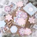 Epakh 24 Sets Winter Snowflake Photo Banner Snowflake Cards Wooden Clips with Ribbon Snowflakes Garland Hanging Ornaments Winter Decorations for Baby Shower Birthday Party Supplies