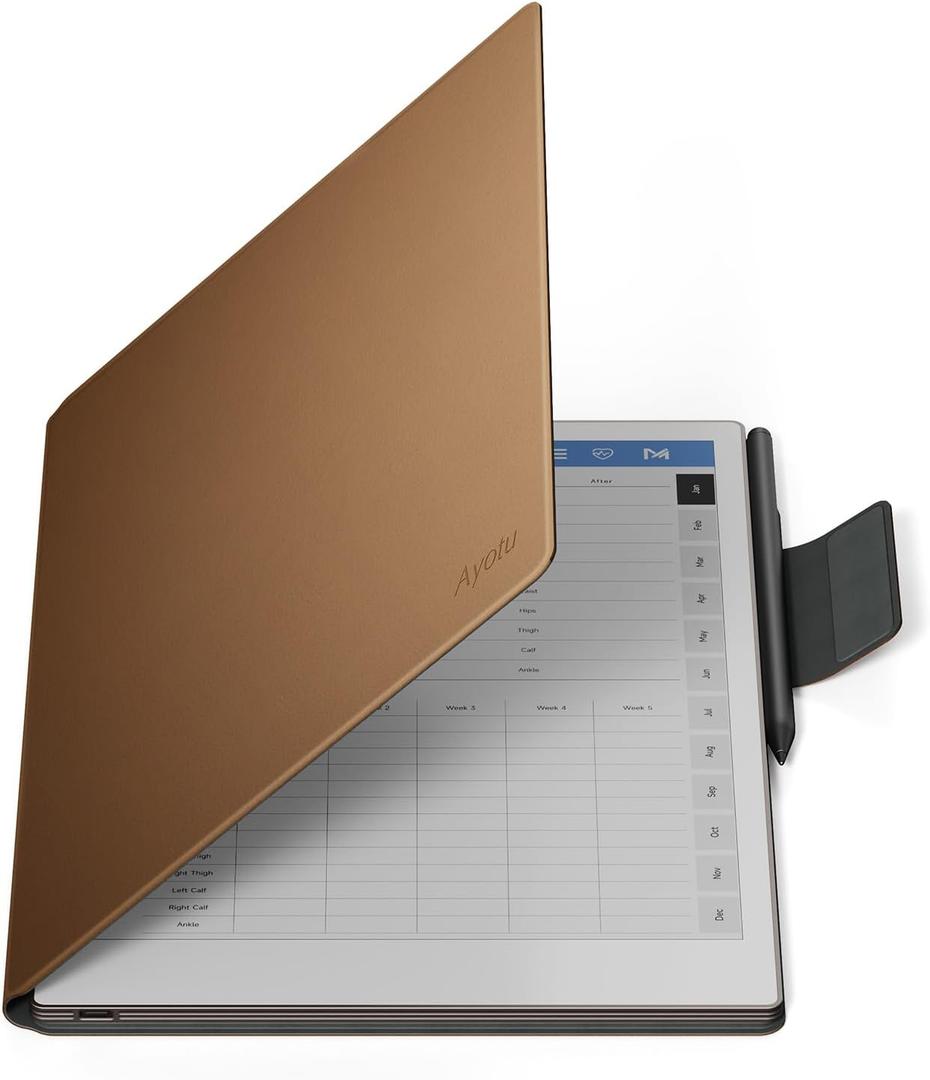Ayotu Case for Remarkable Paper Pro, Premium PU Leather Book Folio with Pen-Buckle, Smart Magnetic Cover for Remarkable Paper Pro 11.8" Color Tablet Only, Bundle with Premium Membership (Brown)