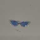 livho Retro Vintage Narrow Cat Eye Sunglasses for Women Clout Goggles Plastic Frame (Clear blue)