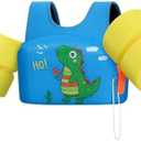 HeySplash Swim Vest for Kids, Toddler Pool Floaties, Children Swimming Vest with Adjustable Strap, Swim Jacket Water Wing Arm Float, Puddle Sea Beach Boat Jumper Boy Girl Baby (H Blue Yellow Dinosaur)