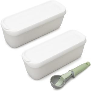 Katai  Ice Cream Container Tub 1.5 Qt (2 Pack)  Reusable Freezer Containers with Lids for Homemade Ice Cream, Gelato & Frozen Yogurt  White