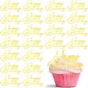 Weysat 30 Pcs Gold Mirror Acrylic Cupcake Toppers, Happy Birthday Cake Decorations for Birthday Party