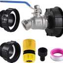 3-Size IBC Tote Adapter, 275-330 Gallon IBC Tote Tank Fittings 2.44" Fine2Fine and 2" Coarse Thread + Lead-free Garden Hose Faucet/Valve for Garden Hose Connector (304 Stainless Steel)