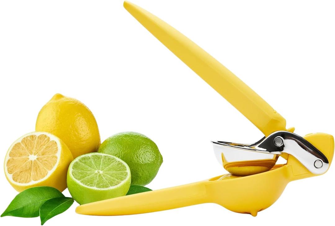 Chef'n FreshForce Lemon Squeezer Citrus Juicer, Manual Hand Press with Dual-Gear Power for Maximum Juice Extraction, Durable, Yellow (10.25 Inch)