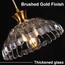 2Pack Glass Pendant Lights Kitchen Island, 11.8" Vintage Lighting Glass Light Fixtures Brushed Gold Modern Chandelier Hanging Ceiling for Dining Living Room Restaurant Bedroom Foyer, 12in/2PC