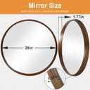 Round Wood Frame Mirror 28 Inch, Brown Wall Circle Mirror for Bathroom, Nursery, and Wall Decor