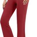 COPYLEAF Flare Leggings for Women High Waisted Seamless Yoga Pants Tummy Control Workout Gym Leggings Bootcut Pants (Red, XS)
