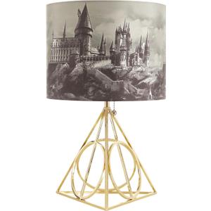 Idea Nuova Harry Potter Figural Gold Wire Base Table Lamp with Printed Hogwarts Shade, 16" H