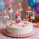 Unicorn Theme Birthday Candles Set of 7,4 Unicorns + 3 Rainbows,Magic Cake Toppers for Birthday,Wedding,Cupcake,Baby Shower,Gender Reveal