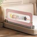 Bed Rail for Toddlers, Foldable Baby Bed Rail Guard, Adjustable, Safety, Convenient, Guard Rails with Twin, Full, Queen& King Size (Pink Cartoon, 71inch), 1 Side:71inch
