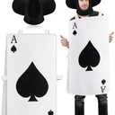 Skicuff Halloween Playing Card Costume for Adult Poker Cards Costume with Hat Deck of Cards Cosplay Outfit for Men Women, One size(40 x 20 inches)