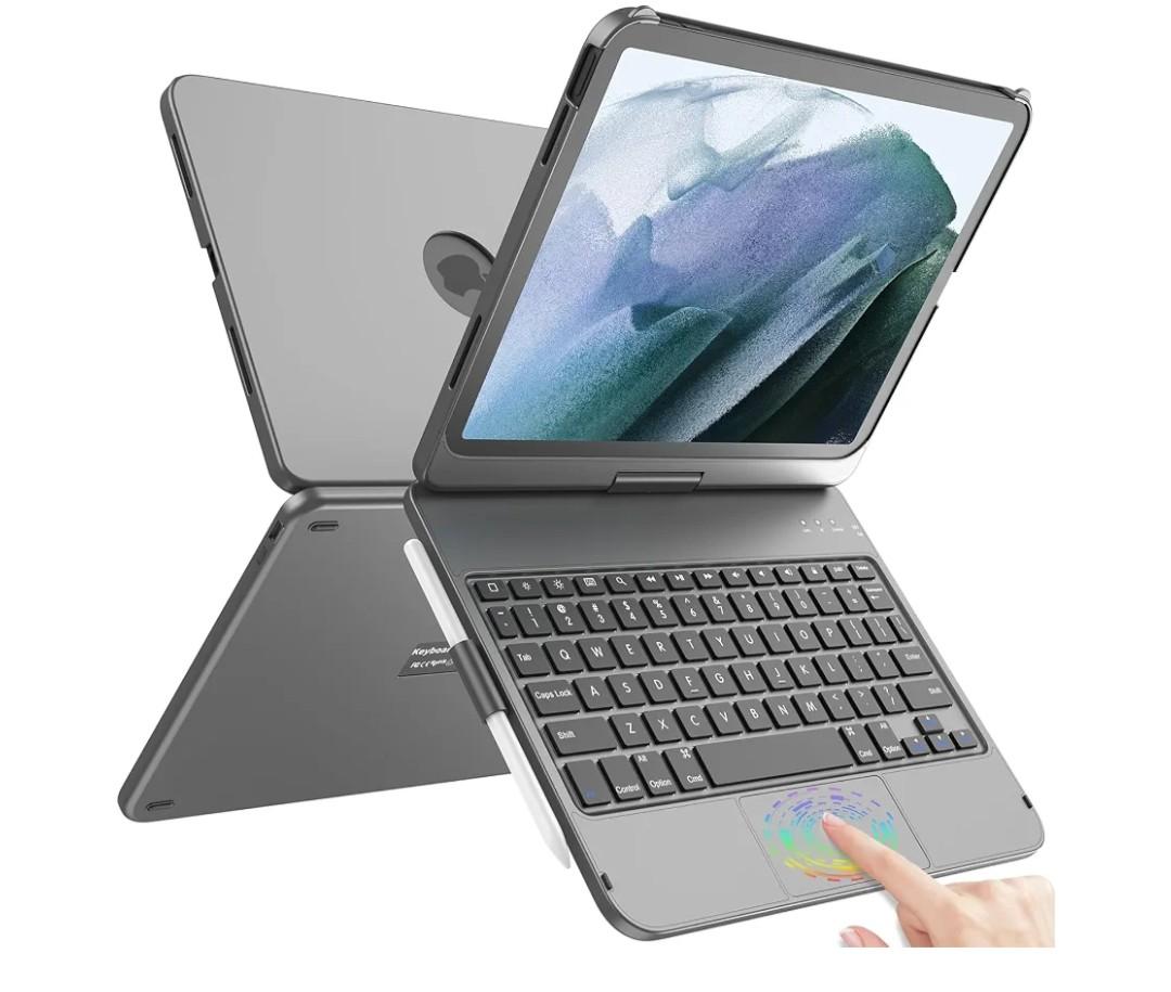 TQQ Touch for iPad (A16) 11th/10th Generation Case with Keyboard
360° Rotatable, Thin & Light, Multi-Touch Trackpad for iPad (A16) 11th Gen (11", 2025) & 10th Gen (10.9", 2022) (Gray)
