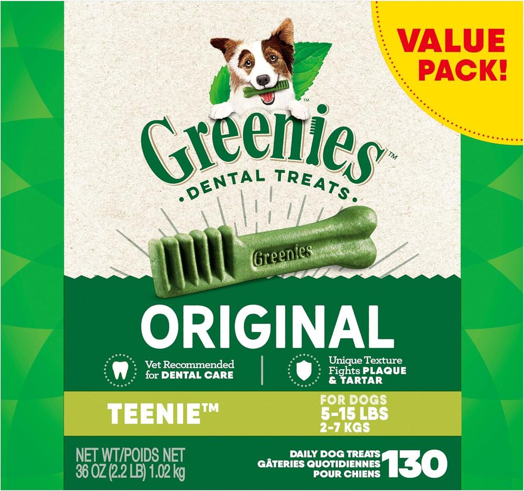 Greenies Original Teenie Dental Dog Treats, 36 oz. Pack (130 Treats)(BB: August 30, 2024)