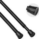TYRON Curtain Tension Rod 17 to 28 Inch, Adjustable Spring Loaded Curtain Rod, Expandable Window Curtain Rod Tension for Kitchen, Wardrobe, Cupboard, Closet (Black, 2 Pack)