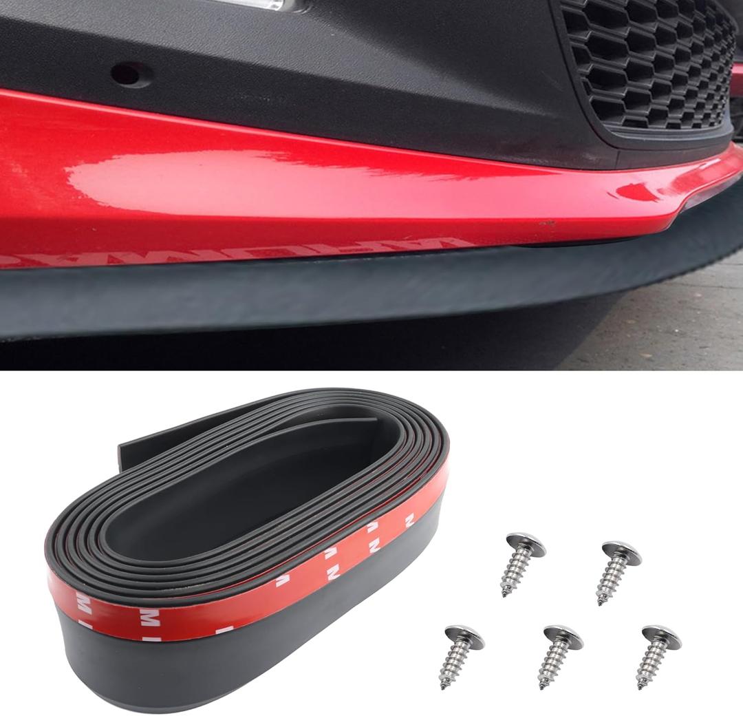 7.64Ft Car Front Bumper Lip Spoiler with Self-Adhesive,Rubber Bumper Protector Protects Bumper Lip,Universal Front Lip Spoiler Automotive Exterior Accessories for Car Truck SUV (Black)