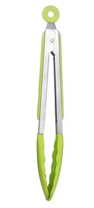 BBQ Tongs,High Temperature Resistant Nylon Food Clip Stainless Steel Bread Clip, Heat-Resistant Grilling Tools with Multiple Color Choices for Outdoor and Kitchen Use (Light Green)