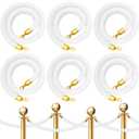Fumete 6 Pieces Velvet Stanchion Rope Bulk 6.5 Feet Crowd Control Barriers Safety Velvet Rope with Polished Gold Hooks for Party Openings, Not Include Stanchion Post(White)