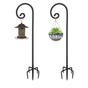 Artigarden Outdoor Shepherd Hooks 108 inch Tall for Bird Feeder (2 Packs), Adjustable Metal Garden Poles for Hanging Plants Solar Light Lantern, Bright Black