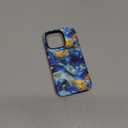 for iPhone 16 Pro Case - Wireless Charging Compatible - Dual-Layer Hard Shell + Silicone Cover - Shockproof Protective Phone Case with Stylish Designs for Women - Abstract Bule Gold Water