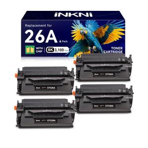 InkNI Compatible 26A Toner Cartridge Replacement for HP 26A 26X CF226A CF226X Toner Cartridge|Compatible for HP LaserJet Pro M402dn, M402dne, M402dw, M402n,MFP M426fdn, M426fdw Printer (Black, 4-Pack)