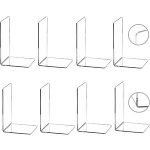 CY craft 8 Pieces/4 Pairs Bookends,Clear Acrylic Bookends for Shelves,Heavy Duty Book Ends and Desktop Organizer,Book Stopper for Books/Movies/CDs,7.3x4.8x4.8 inch