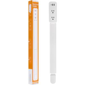 Electrical Outlet Extender Stick - Features USB-A, USB-C and 2 AC Outlets, Extends 22"-34", Rotates 180° Access Hard-to-Reach Outlets, Wall Plug Power Socket Expander Nightstands, Sofa, Desks and More