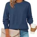 ZESICA Women's 2026 Fall Winter Sweaters Casual Long Sleeve Crew Neck Loose Knitted Pullover Sweater Tops (Medium)