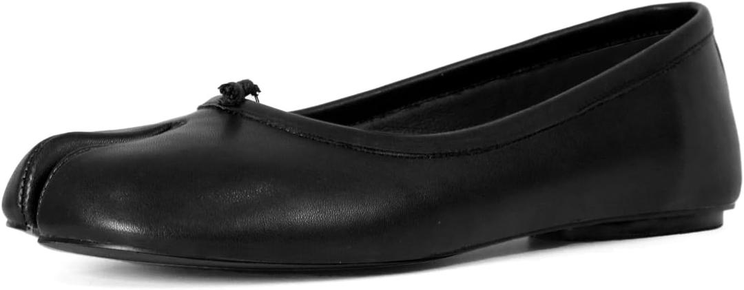 POYOIOR Tabi Shoes Women Split Toe Shoes Wide Width Ballet Flats Comfort Casual Work Shoes for Women Office (8.5, Black)