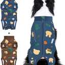 Dog Surgery Recovery Suit, Post Surgery Protective Wear with Pee Hole, Unisex Pet Surgical Vest for Wound Care, Spay/Neuter Healing (2 Packs Blue Bear+Brown Bear, Large)