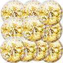 Civaner 10 Pcs Inflatable Glitter Beach Balls 16 Inch Large Sparkly Confetti Pool Balls for Christmas Party Decorations Clear Blow up Balloon Toys for Birthday 2025 New Year Summer(Gold)