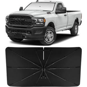 INSAUTO Windshield Sun Shade Umbrella for Dodge RAM 2500 3500 2010-2025, Foldable Front Windshield Sunshade with Storage Bag, Block Out UV Rays & Heat, Keep Car Cool