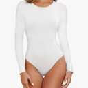 Women's Long Sleeve Bodysuit Round Neck Bodysuit Shirts for Women Crew Neck Body Suits Tops Fall Body Suit Pack, Large