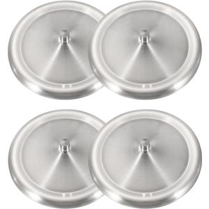uxcell 4Pcs Stainless Steel Mug Cover, 4.8" Universal Cup Lid Dust Prevention Brushed Surface Replacement Mug Lids for Hot Tea Home Kitchen Camping Daily Use