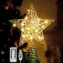 Christmas Star Tree Topper with 8 Lighting Modes, USB Lighted Tree Topper with 20 LED Lights, Shiny Treetop Christmas Tree Decoration for Indoor Outdoor Holiday Home Ornament Gift, 9.8 Inch(H)
