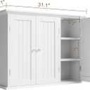ChooChoo Bathroom Wall Cabinet with 3 Doors, Laundry Cabinet Wall Mounted, Medicine Cabinet with Adjustable Shelves, Hanging Kitchen Cupboard Organizer, White, 9.06"D x 31.1"W x 23.4"H